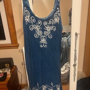 Hippie Dress Blue with White Detailing Sz S